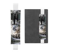 GDSHJKLW Snow Leopard Elastic Band Pen Holder Detachable Pu Leather Pen Sleeve Pouch Journal Pencil Holder Pencil Case Office Supplies Gift For Hardcover Journals Notebooks Planners