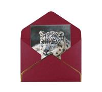 GDSHJKLW Snow Leopard Greeting Card with Dark Red Envelopes, 4x6 Thinking of You Cards Happy Birthday Wedding Invitation Blank Note Card for All Occasions