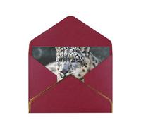GDSHJKLW Snow Leopard Greeting Card with Dark Red Envelopes, 4x6 Thinking of You Cards Happy Birthday Wedding Invitation Blank Note Card for All Occasions