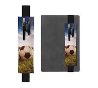 GDSHJKLW Soccer Ball On A Field Elastic Band Pen Holder Detachable Pu Leather Pen Sleeve Pouch Journal Pencil Holder Pencil Case Office Supplies Gift For Hardcover Journals Notebooks Planners