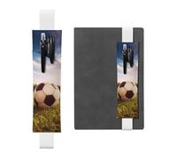 GDSHJKLW Soccer Ball On A Field Elastic Band Pen Holder Detachable Pu Leather Pen Sleeve Pouch Journal Pencil Holder Pencil Case Office Supplies Gift For Hardcover Journals Notebooks Planners