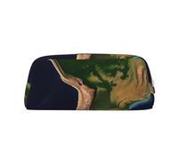 GDSHJKLW South America Satellite Image Leather Pencil Case Large Capacity Pen Pouch,Zipper Makeup Bag For Women Men Travel Toiletry Bags Waterproof Cosmetic Bag Wide-Open Coin Pouch Purse