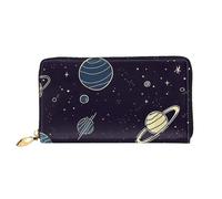 GDSHJKLW Space Planet Pattern Women Wallets Leather Zip Around Clutch Purses Waterproof Credit Card Holder With Phone Holder Ladies Travel Coin Purse