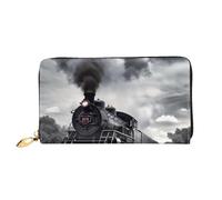 GDSHJKLW Steam Train Clouds Women Wallets Leather Zip Around Clutch Purses Waterproof Credit Card Holder With Phone Holder Ladies Travel Coin Purse