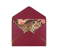 GDSHJKLW Striped Leopard Greeting Card with Dark Red Envelopes, 4x6 Thinking of You Cards Happy Birthday Wedding Invitation Blank Note Card for All Occasions