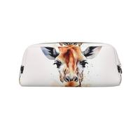GDSHJKLW Stylish Animal Watercolor Giraffe Leather Pencil Case Large Capacity Pen Pouch,Zipper Makeup Bag For Women Men Travel Toiletry Bags Waterproof Cosmetic Bag Wide-Open Coin Pouch Purse, Gold