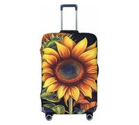 GDSHJKLW Summer Sunflower Travel Luggage Cover Suitcase Protector Washable Elastic Suitcase Cover Anti-Scratch Luggage Protector Travel Suitcase Baggage Cover Fits 18-32 Inch Suitcase, Black, M