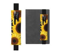 GDSHJKLW Sunflower Bees Elastic Band Pen Holder Detachable Pu Leather Pen Sleeve Pouch Journal Pencil Holder Pencil Case Office Supplies Gift For Hardcover Journals Notebooks Planners