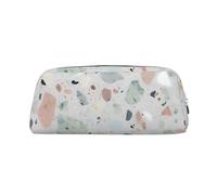 GDSHJKLW Terrazzo Marble Pastel Leather Pencil Case Large Capacity Pen Pouch,Zipper Makeup Bag For Women Men Travel Toiletry Bags Waterproof Cosmetic Bag Wide-Open Coin Pouch Purse, Silver, One Size