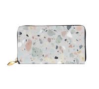 GDSHJKLW Terrazzo Marble Pastel Women Wallets Leather Zip Around Clutch Purses Waterproof Credit Card Holder With Phone Holder Ladies Travel Coin Purse