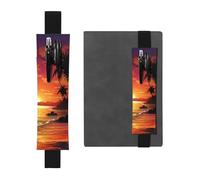 GDSHJKLW Tropical Sunset Seaside Elastic Band Pen Holder Detachable Pu Leather Pen Sleeve Pouch Journal Pencil Holder Pencil Case Office Supplies Gift For Hardcover Journals Notebooks Planners