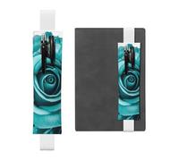 GDSHJKLW Turquoise Rose Elastic Band Pen Holder Detachable Pu Leather Pen Sleeve Pouch Journal Pencil Holder Pencil Case Office Supplies Gift For Hardcover Journals Notebooks Planners