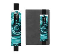 GDSHJKLW Turquoise Rose Elastic Band Pen Holder Detachable Pu Leather Pen Sleeve Pouch Journal Pencil Holder Pencil Case Office Supplies Gift For Hardcover Journals Notebooks Planners