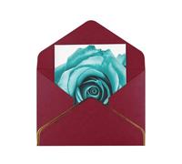GDSHJKLW Turquoise Rose Greeting Card with Dark Red Envelopes, 4x6 Thinking of You Cards Happy Birthday Wedding Invitation Blank Note Card for All Occasions