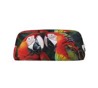 GDSHJKLW Two Colored Parrots Leather Pencil Case Large Capacity Pen Pouch,Zipper Makeup Bag For Women Men Travel Toiletry Bags Waterproof Cosmetic Bag Wide-Open Coin Pouch Purse, Gold, One Size