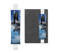 GDSHJKLW Two Dolphins Elastic Band Pen Holder Detachable Pu Leather Pen Sleeve Pouch Journal Pencil Holder Pencil Case Office Supplies Gift For Hardcover Journals Notebooks Planners