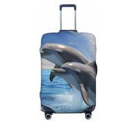 GDSHJKLW Two Dolphins Travel Luggage Cover Suitcase Protector Washable Elastic Suitcase Cover Anti-Scratch Luggage Protector Travel Suitcase Baggage Cover Fits 18-32 Inch Suitcase, Black, M