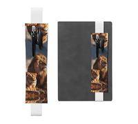 GDSHJKLW Two Lions Elastic Band Pen Holder Detachable Pu Leather Pen Sleeve Pouch Journal Pencil Holder Pencil Case Office Supplies Gift For Hardcover Journals Notebooks Planners