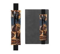 GDSHJKLW Two Lions Elastic Band Pen Holder Detachable Pu Leather Pen Sleeve Pouch Journal Pencil Holder Pencil Case Office Supplies Gift For Hardcover Journals Notebooks Planners