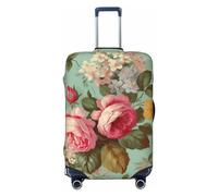GDSHJKLW Vintage Floral Flowers Travel Luggage Cover Suitcase Protector Washable Elastic Suitcase Cover Anti-Scratch Luggage Protector Travel Suitcase Baggage Cover Fits 18-32 Inch Suitcase, Black, S