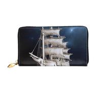 GDSHJKLW Vintage Nautical White Ship Women Wallets Leather Zip Around Clutch Purses Waterproof Credit Card Holder With Phone Holder Ladies Travel Coin Purse
