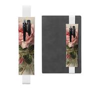 GDSHJKLW Vintage Pink Rose Elastic Band Pen Holder Detachable Pu Leather Pen Sleeve Pouch Journal Pencil Holder Pencil Case Office Supplies Gift For Hardcover Journals Notebooks Planners
