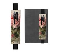 GDSHJKLW Vintage Pink Rose Elastic Band Pen Holder Detachable Pu Leather Pen Sleeve Pouch Journal Pencil Holder Pencil Case Office Supplies Gift For Hardcover Journals Notebooks Planners