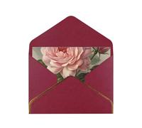 GDSHJKLW Vintage Pink Rose Greeting Card with Dark Red Envelopes, 4x6 Thinking of You Cards Happy Birthday Wedding Invitation Blank Note Card for All Occasions