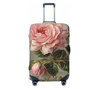 GDSHJKLW Vintage Pink Rose Travel Luggage Cover Suitcase Protector Washable Elastic Suitcase Cover Anti-Scratch Luggage Protector Travel Suitcase Baggage Cover Fits 18-32 Inch Suitcase, Black, XL