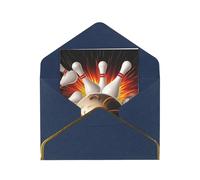 GDSHJKLW Vintage Sport Bowling Ball Greeting Card with Blue Envelopes, 4x6 Thinking of You Cards Happy Birthday Wedding Invitation Blank Note Card for All Occasions