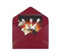 GDSHJKLW Vintage Sport Bowling Ball Greeting Card with Dark Red Envelopes, 4x6 Thinking of You Cards Happy Birthday Wedding Invitation Blank Note Card for All Occasions