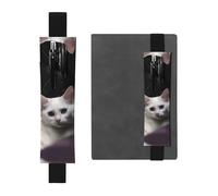 GDSHJKLW White Cat Elastic Band Pen Holder Detachable Pu Leather Pen Sleeve Pouch Journal Pencil Holder Pencil Case Office Supplies Gift For Hardcover Journals Notebooks Planners