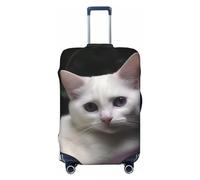 GDSHJKLW White Cat Travel Luggage Cover Suitcase Protector Washable Elastic Suitcase Cover Anti-Scratch Luggage Protector Travel Suitcase Baggage Cover Fits 18-32 Inch Suitcase, Black, M
