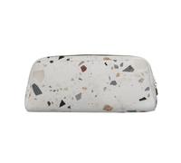 GDSHJKLW White Terrazzo Leather Pencil Case Large Capacity Pen Pouch,Zipper Makeup Bag For Women Men Travel Toiletry Bags Waterproof Cosmetic Bag Wide-Open Coin Pouch Purse, Gold, One Size