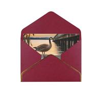 GDSHJKLW Wild Goose by the Bridge Greeting Card with Dark Red Envelopes, 4x6 Thinking of You Cards Happy Birthday Wedding Invitation Blank Note Card for All Occasions