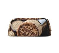 GDSHJKLW Wine Bottle Stopper With Vintage Leather Pencil Case Large Capacity Pen Pouch,Zipper Makeup Bag For Women Men Travel Toiletry Bags Waterproof Cosmetic Bag Wide-Open Coin Pouch Purse, Gold