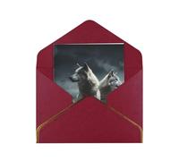 GDSHJKLW wolf at night Greeting Card with Dark Red Envelopes, 4x6 Thinking of You Cards Happy Birthday Wedding Invitation Blank Note Card for All Occasions