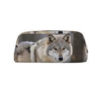 GDSHJKLW Wolf In The Snow Leather Pencil Case Large Capacity Pen Pouch,Zipper Makeup Bag For Women Men Travel Toiletry Bags Waterproof Cosmetic Bag Wide-Open Coin Pouch Purse