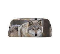 GDSHJKLW Wolf In The Snow Leather Pencil Case Large Capacity Pen Pouch,Zipper Makeup Bag For Women Men Travel Toiletry Bags Waterproof Cosmetic Bag Wide-Open Coin Pouch Purse