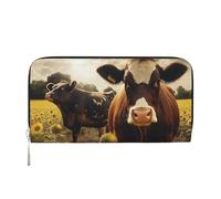 GDSHJKLW Womens Wallet 3d Animal Brown Cow Zip Around Wallet Pu Leather Phone Clutch Purse Card Holder Organizer For Women Ladies, Black, One Size
