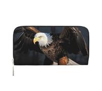 GDSHJKLW Womens Wallet 3d Bald Eagle Zip Around Wallet Pu Leather Phone Clutch Purse Card Holder Organizer For Women Ladies, Black, One Size