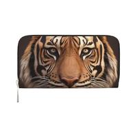 GDSHJKLW Womens Wallet 3d Tiger Head Zip Around Wallet Pu Leather Phone Clutch Purse Card Holder Organizer For Women Ladies, Black, One Size