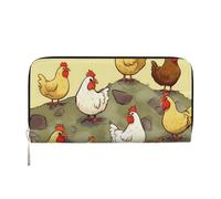 GDSHJKLW Womens Wallet A Brood Of Chickens Zip Around Wallet Pu Leather Phone Clutch Purse Card Holder Organizer For Women Ladies, Black, One Size