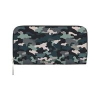 GDSHJKLW Womens Wallet Abstract Camouflage Zip Around Wallet Pu Leather Phone Clutch Purse Card Holder Organizer For Women Ladies, Black, One Size