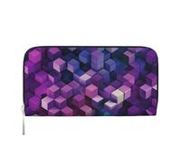 GDSHJKLW Womens Wallet Abstract Color Cubes Purple Zip Around Wallet Pu Leather Phone Clutch Purse Card Holder Organizer For Women Ladies, Black, One Size