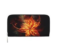 GDSHJKLW Womens Wallet Abstract Fire Flowers Zip Around Wallet Pu Leather Phone Clutch Purse Card Holder Organizer For Women Ladies, Black, One Size