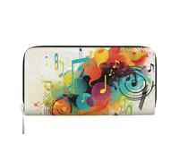 GDSHJKLW Womens Wallet Abstract Music Themed Zip Around Wallet Pu Leather Phone Clutch Purse Card Holder Organizer For Women Ladies, Black, One Size