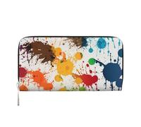 GDSHJKLW Womens Wallet Abstract Paint Splashes Zip Around Wallet Pu Leather Phone Clutch Purse Card Holder Organizer For Women Ladies, Black, One Size