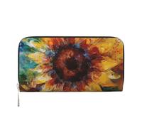 GDSHJKLW Womens Wallet Abstract Sunflower Multicolor Zip Around Wallet Pu Leather Phone Clutch Purse Card Holder Organizer For Women Ladies, Black, One Size