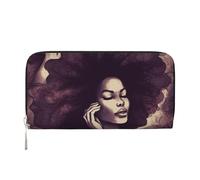 GDSHJKLW Womens Wallet African Hair Black Women Zip Around Wallet Pu Leather Phone Clutch Purse Card Holder Organizer For Women Ladies, Black, One Size